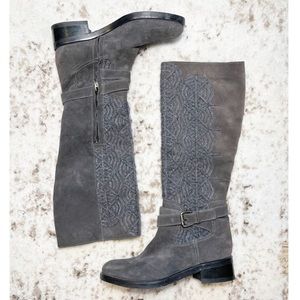 Italian Suede Embroidered Boots UNIQUE